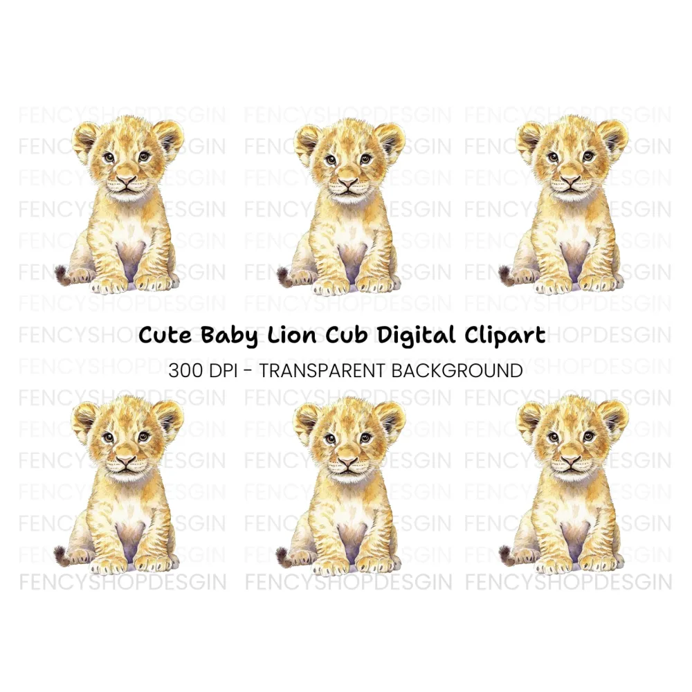 Sweet Lion Cub Illustration Clipart Bundle