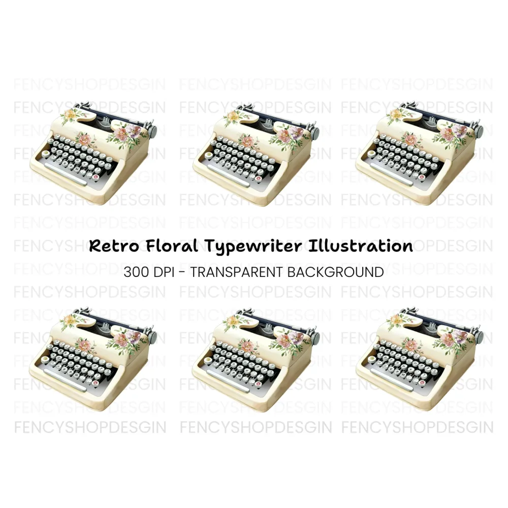 Charming Floral Typewriter Clipart Bundle
