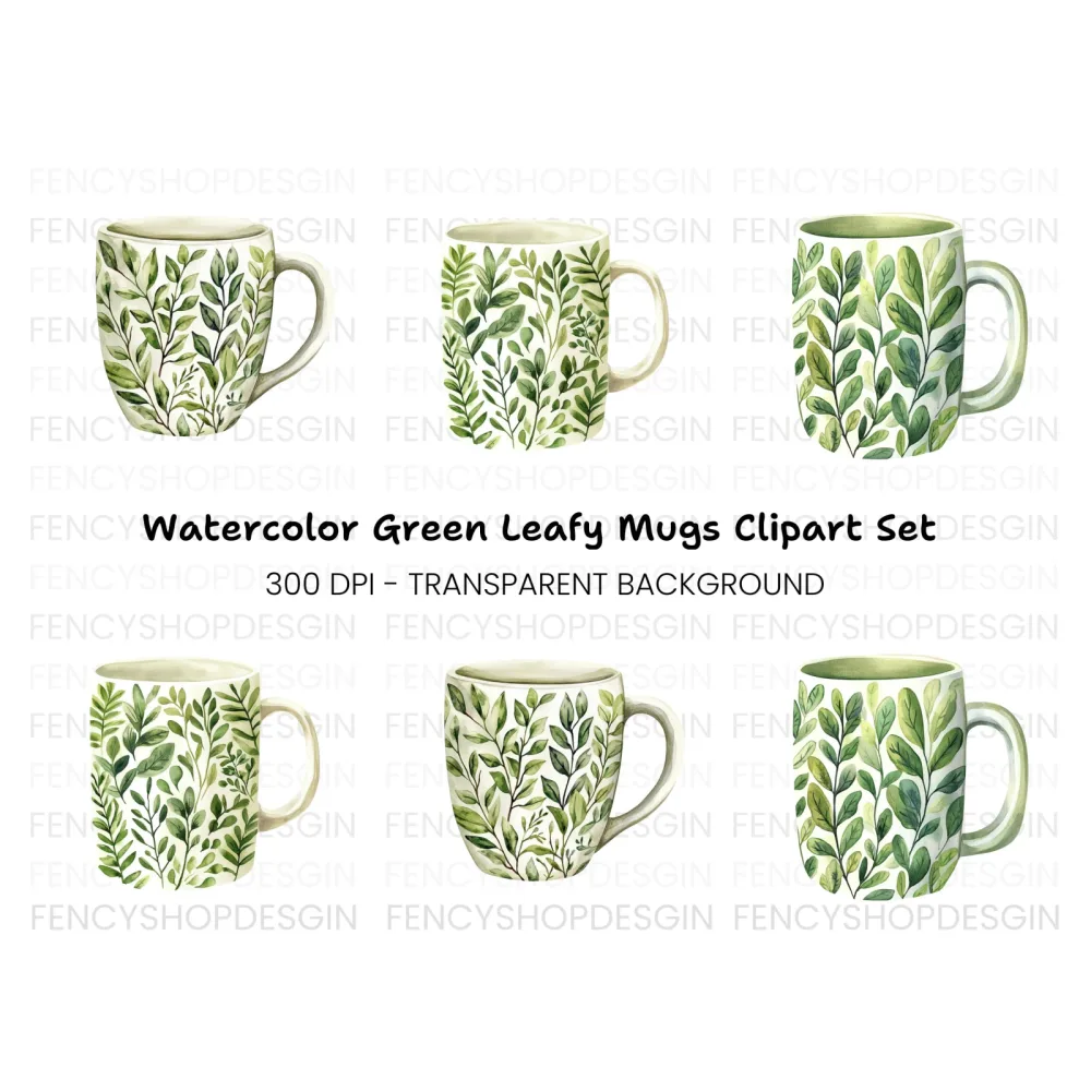Green Leaf Pattern Clipart Bundle