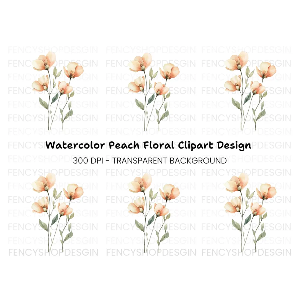 Graceful Orange Floral Clipart Bundle
