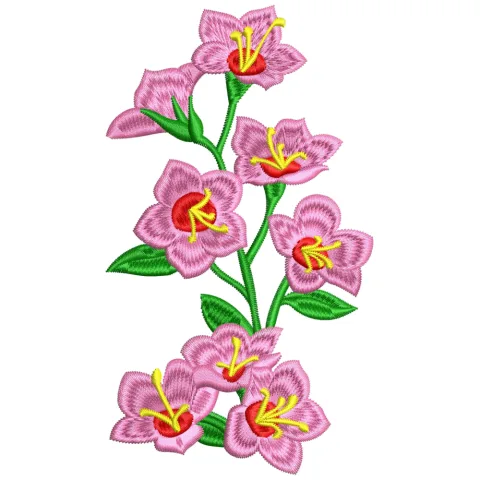 Column Flowers Embroidery Design