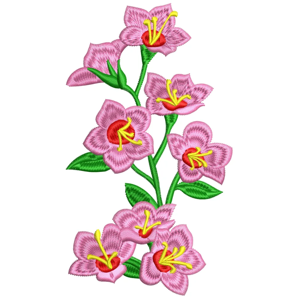 Column Flowers Embroidery Design