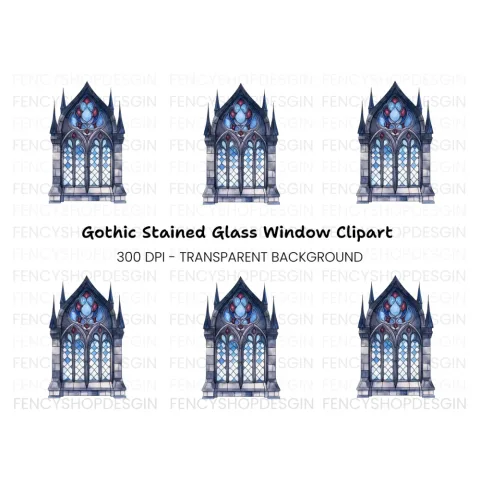 Gothic Stained Glass Window Clipart Bundle