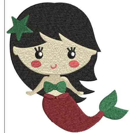 Girl Fish Embroidery Design