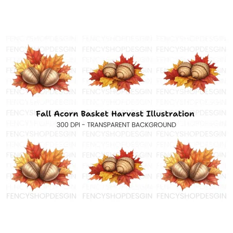 Fall Leaves and Acorns Clipart Bundle