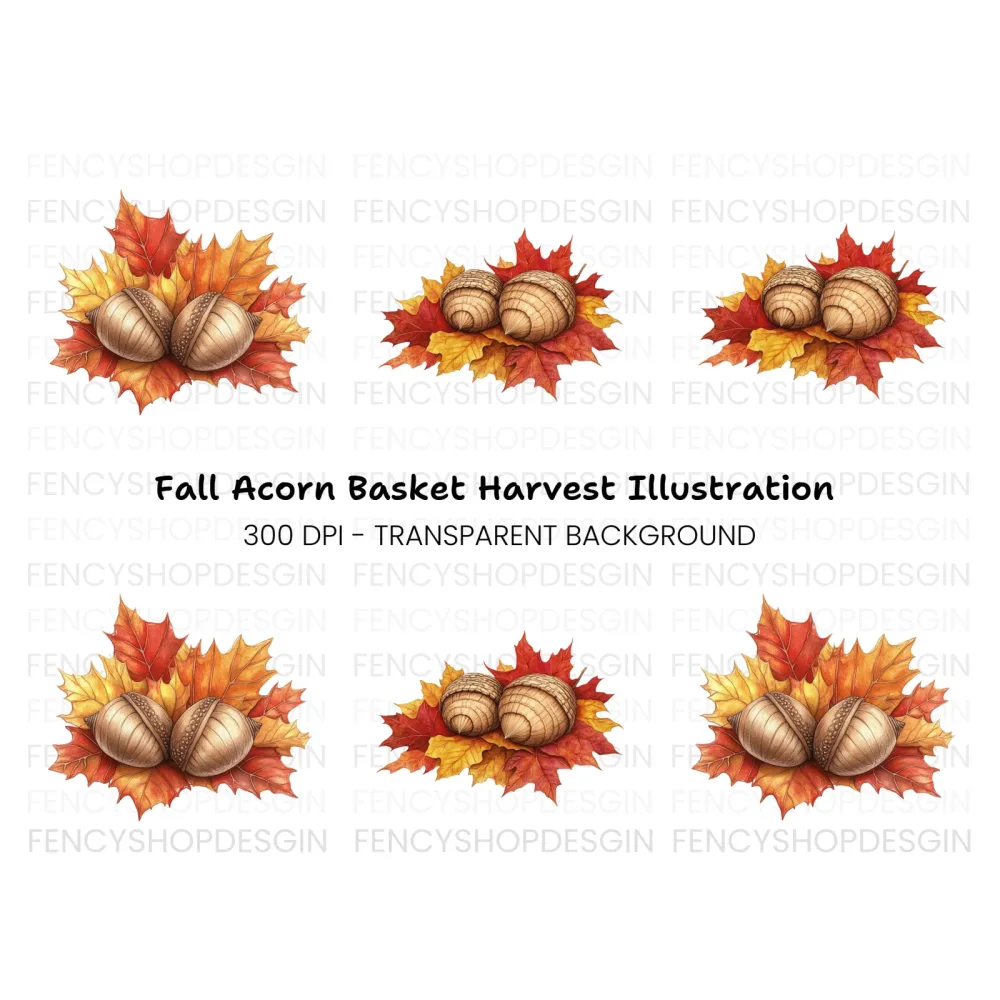 Fall Leaves and Acorns Clipart Bundle