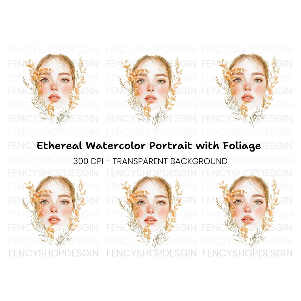 Autumn Flowers Woman Face Clipart Bundle