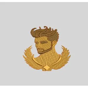 Man Head Golden Embroidery Design