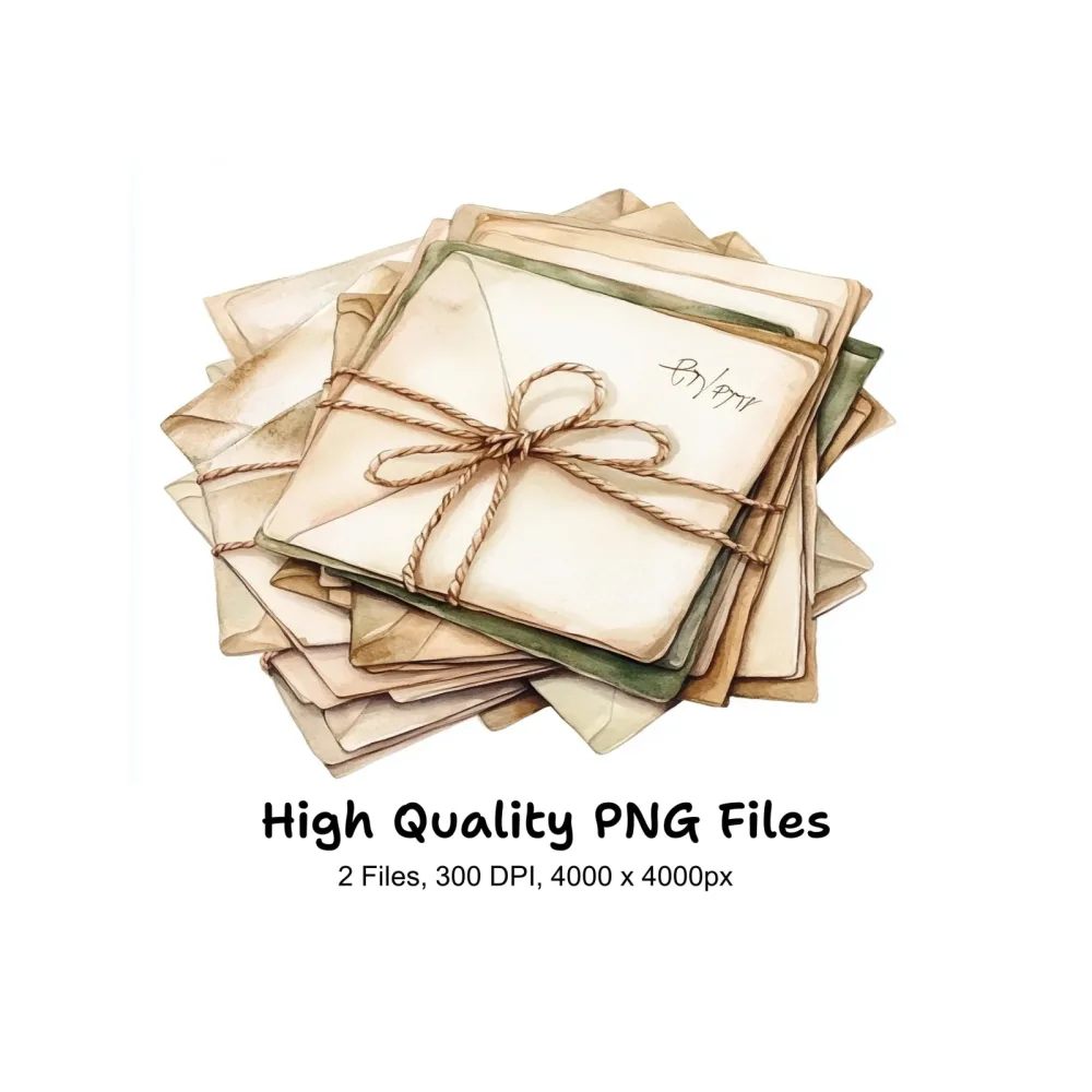 Vintage Stacked Envelopes Clipart Bundle
