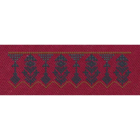 Geometric Buta Border Maroon & Navy Embroidery Design