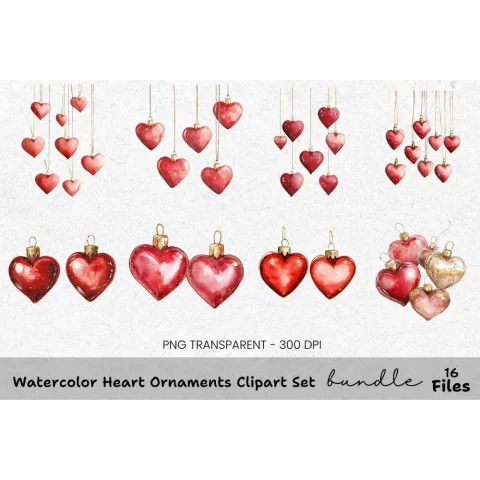 Heart Ornaments Clipart Bundle