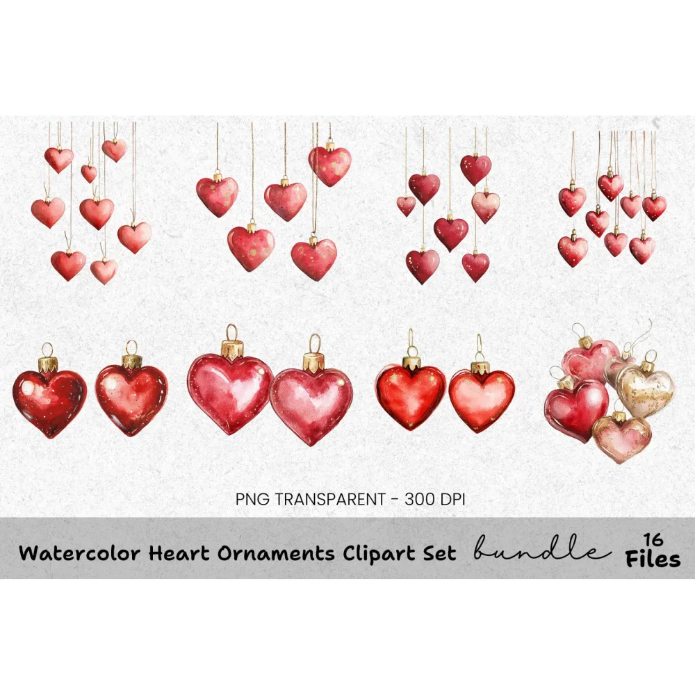Heart Ornaments Clipart Bundle