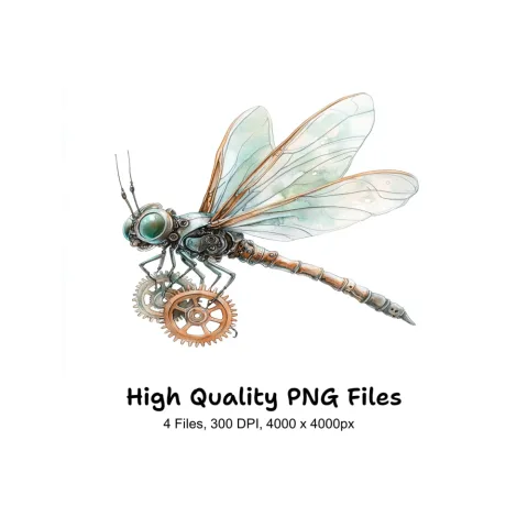 Steampunk Dragonfly Clipart Bundle