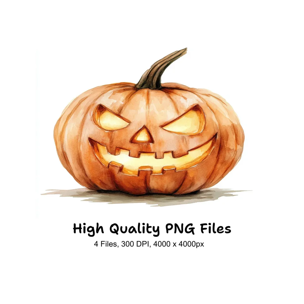 Glowing Halloween Pumpkin Clipart Bundle