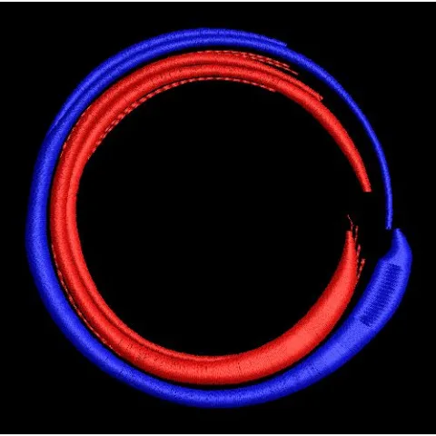 Circle In Red & Blue Embroidery Design