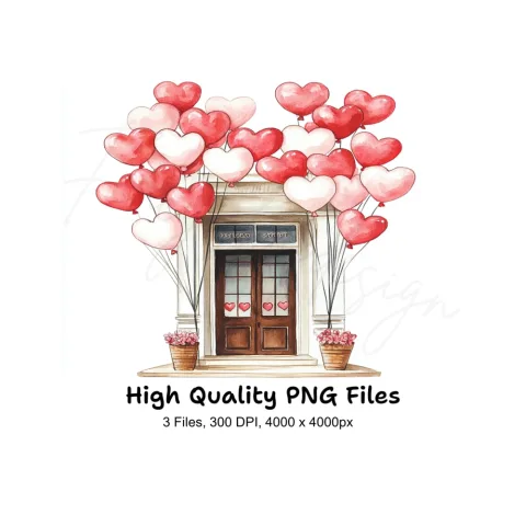 Heart Balloons Doorway Clipart Bundle