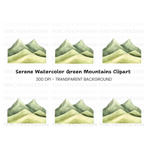 Green Mountain Landscape Clipart Bundle