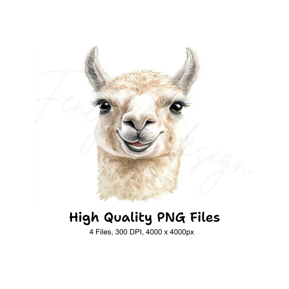 Cute Llama Faces Clipart Bundle