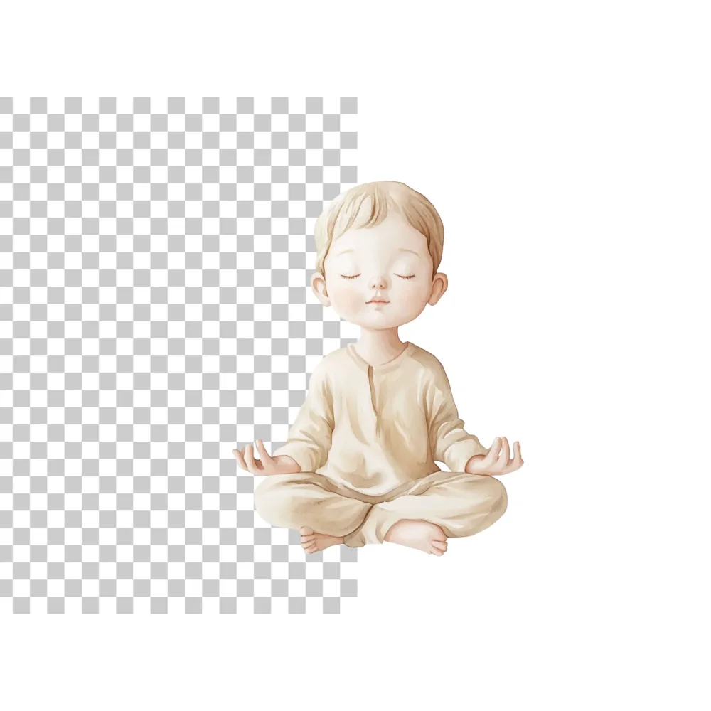 Boy Meditating Illustration Clipart Bundle