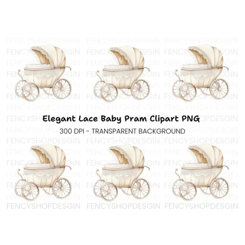 Vintage Baby Pram Clipart Bundle