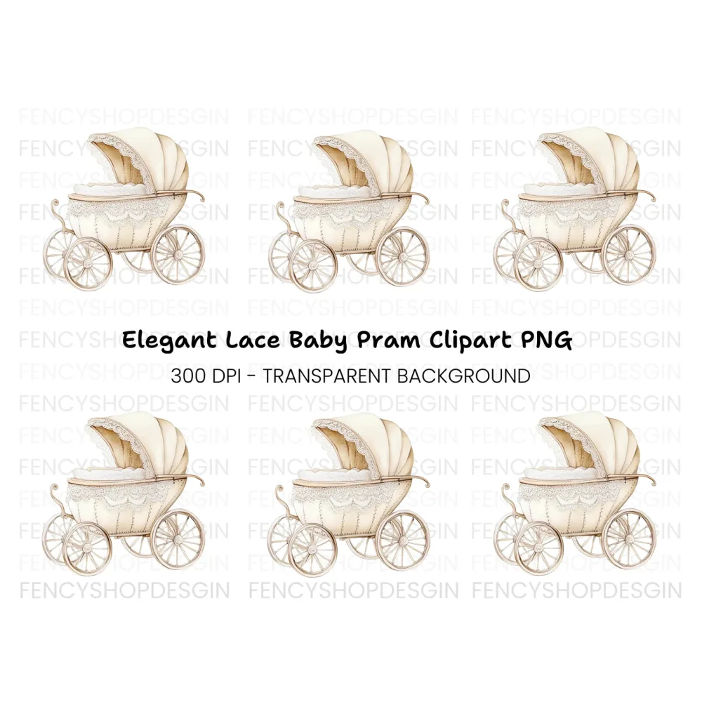 Vintage Baby Pram Clipart Bundle