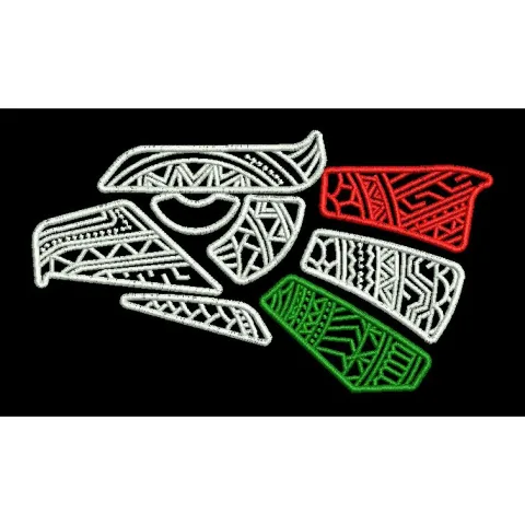 Mosaiced Raptor Tricolor Embroidery Design