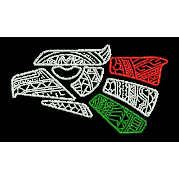 Mosaiced Raptor Tricolor Embroidery Design