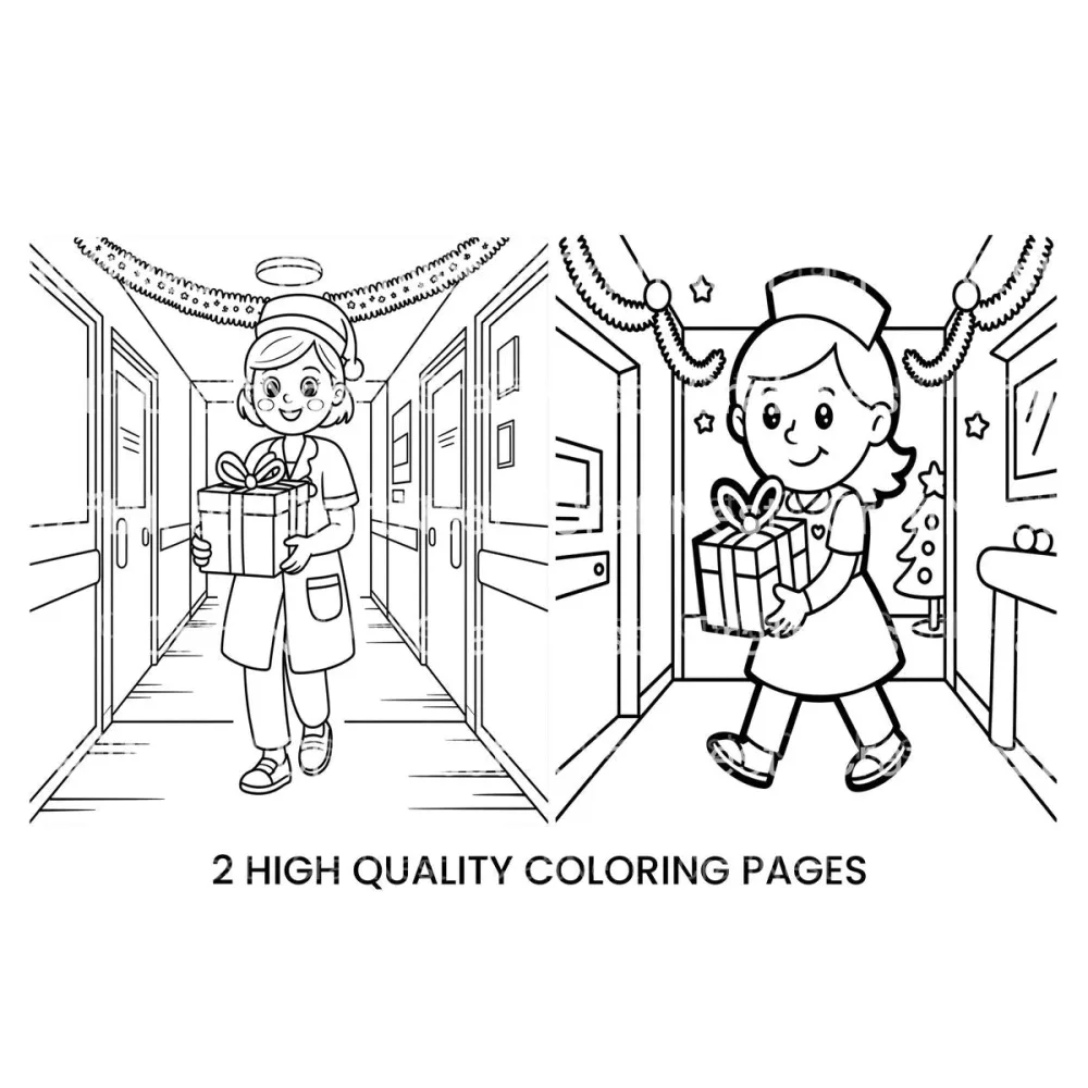 Christmas Nurse Hospital Coloring Books