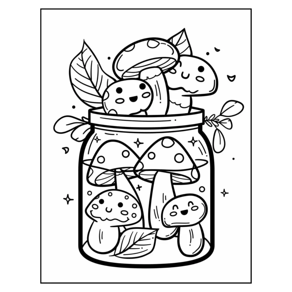 Kawaii in Jar Coloring Pages