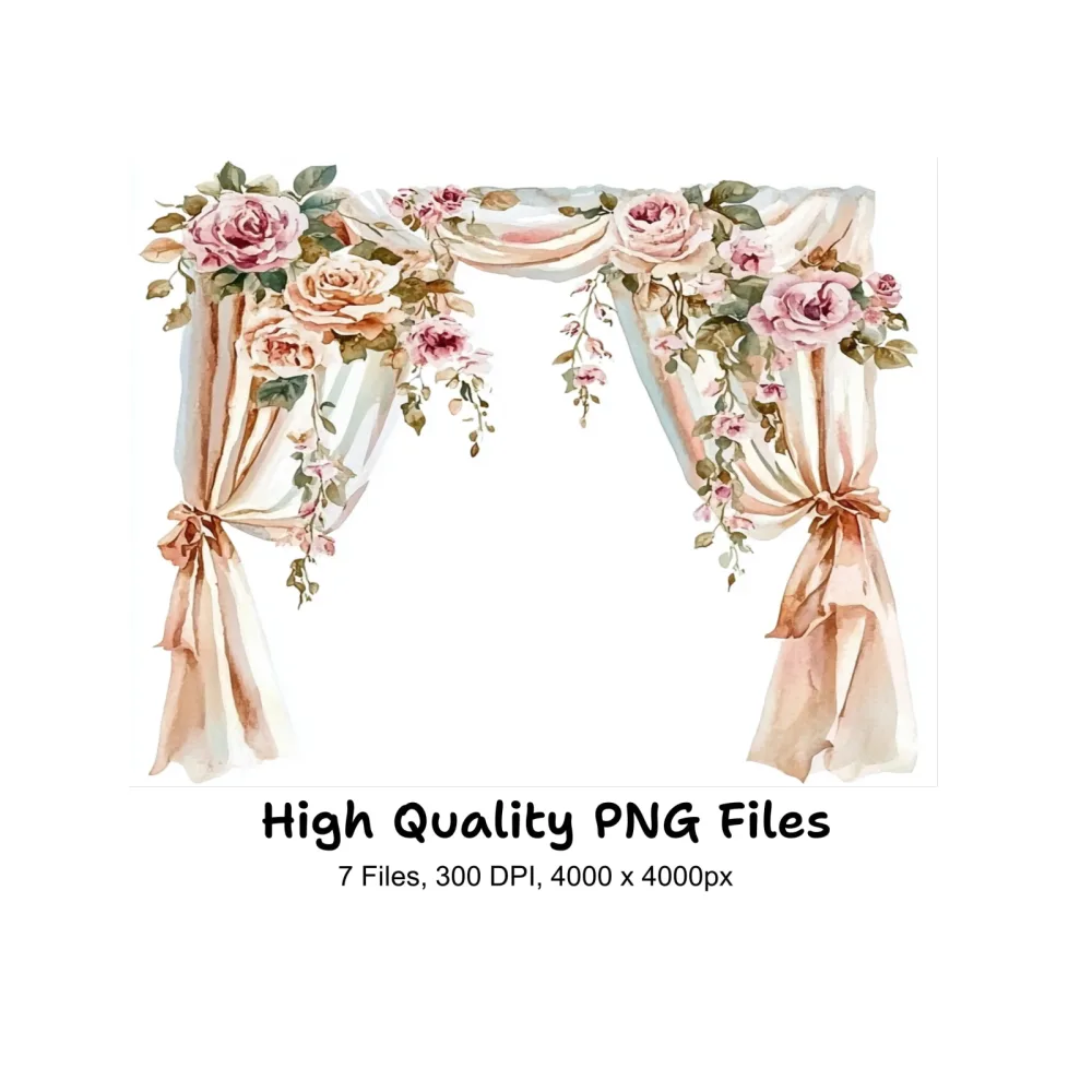 Floral Drapes Clipart Bundle