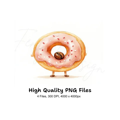 Cute Donut and Coffee Bean Clipart Bundle