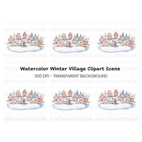 Charming Winter Town Clipart Bundle