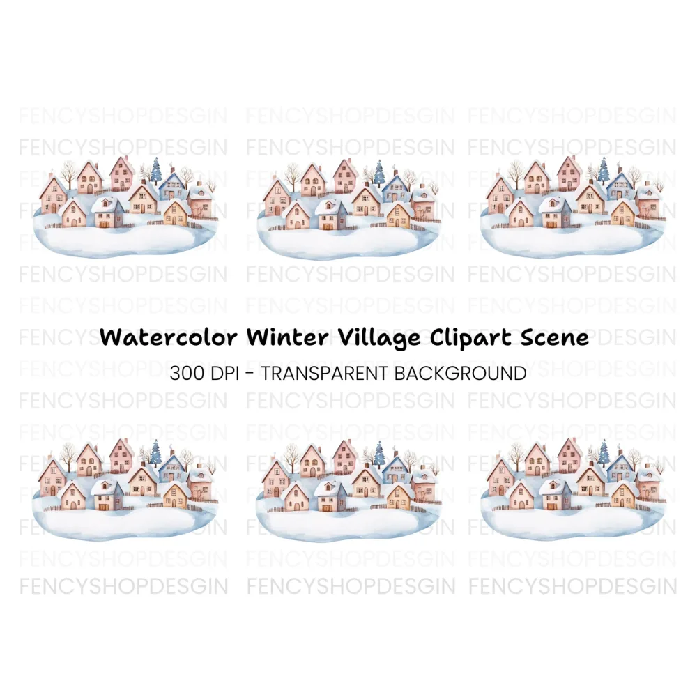 Charming Winter Town Clipart Bundle
