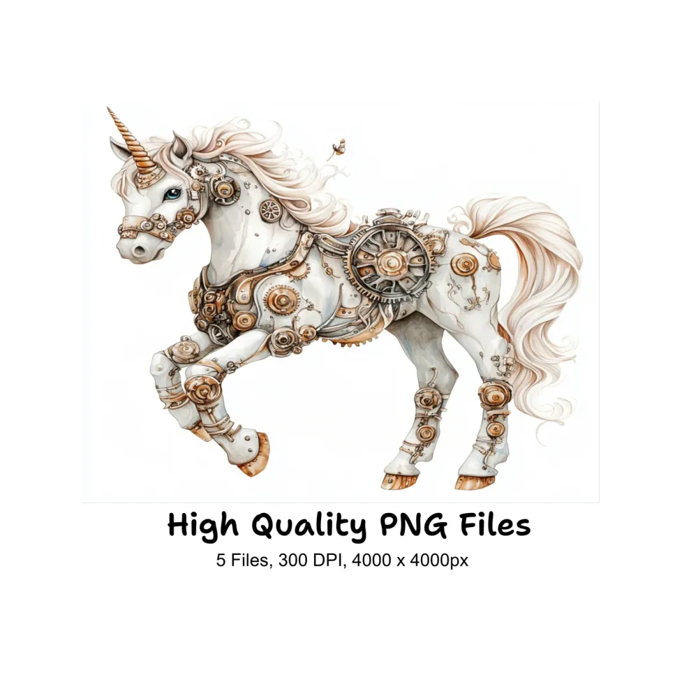Steampunk Unicorns Clipart Bundle