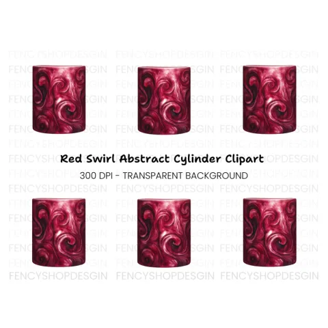Deep Red Swirls Clipart Bundle