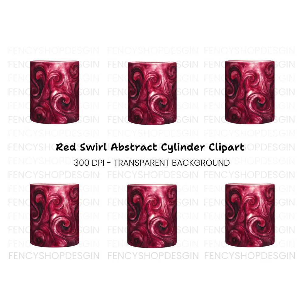 Deep Red Swirls Clipart Bundle