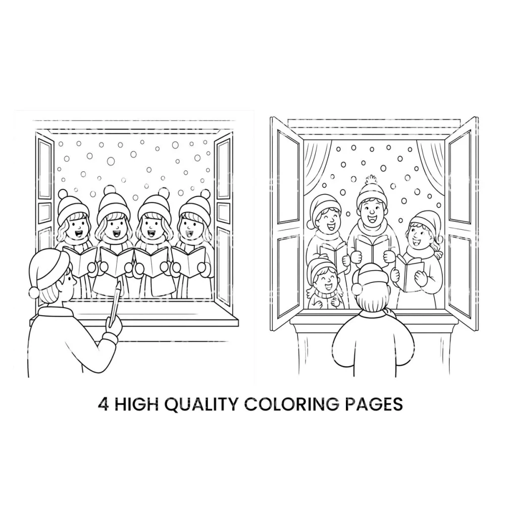 Christmas Carolers Winter Scene Coloring Books