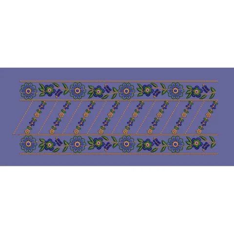 Diagonal Floral Trellis Border Embroidery Design