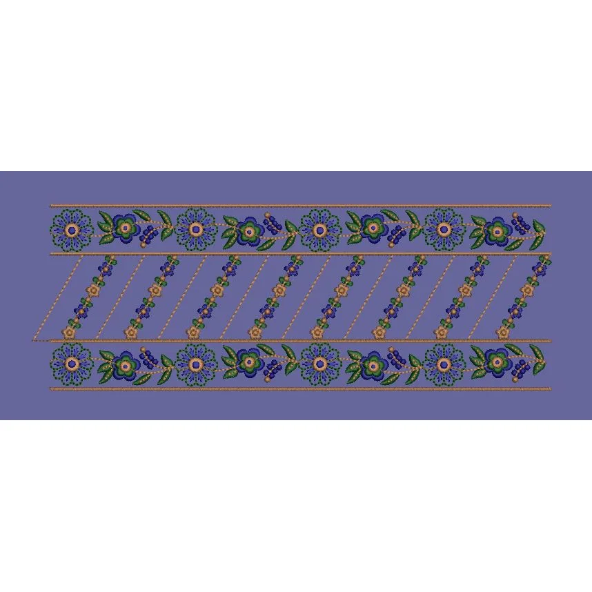 Diagonal Floral Trellis Border Embroidery Design