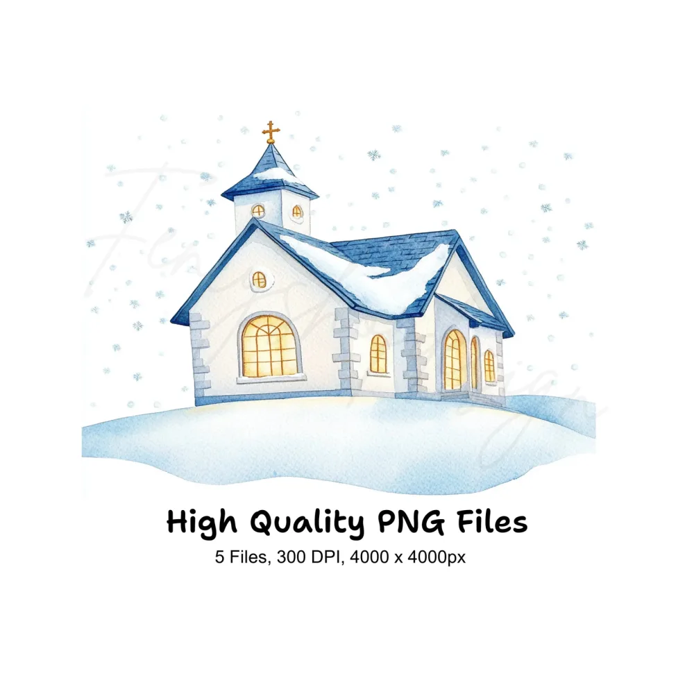 Winter Church Clipart Bundle