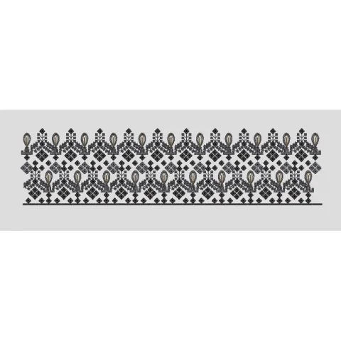Geometric Lattice Border Stitch Embroidery Design