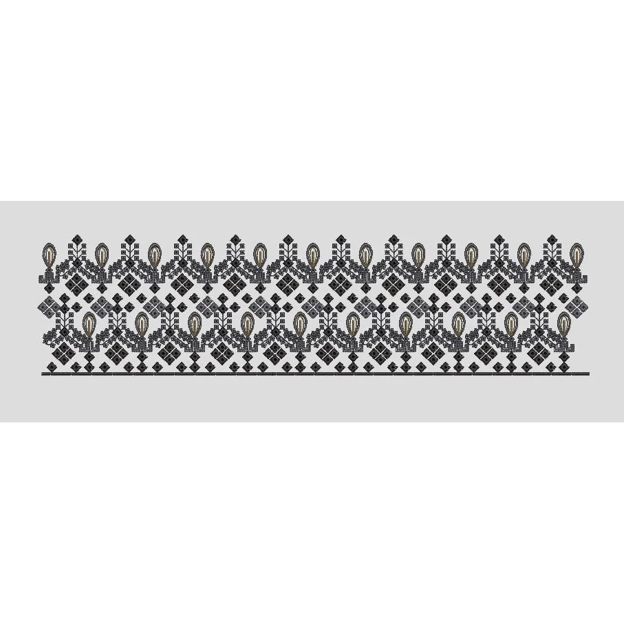 Geometric Lattice Border Stitch Embroidery Design