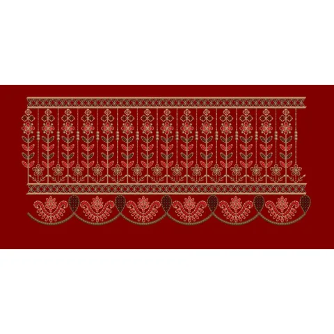 Vertical Floral Stalk Border Embroidery Design