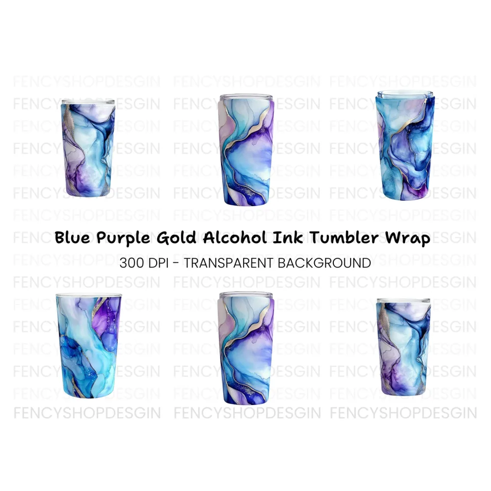 Alcohol Ink Tumbler Clipart Bundle