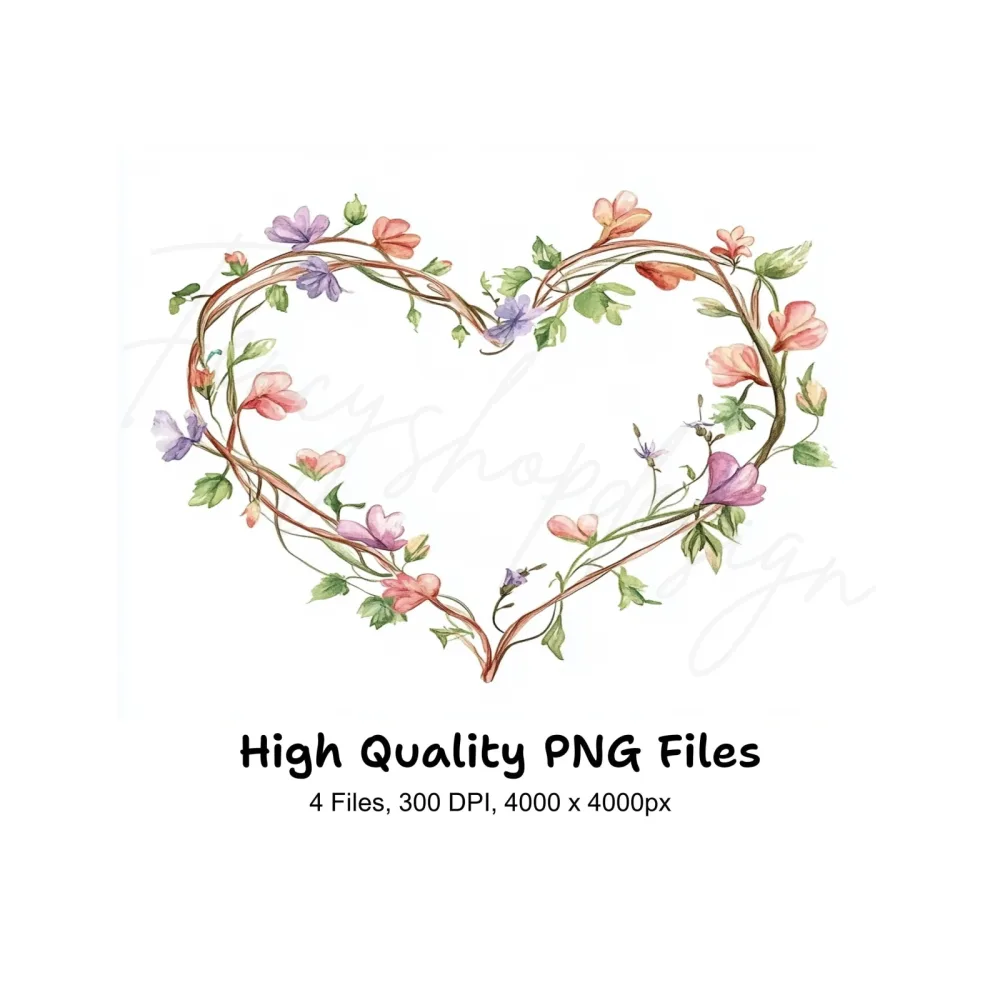Rustic Twig Heart Frames Clipart Bundle