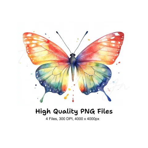Rainbow Butterfly Clipart Bundle