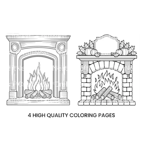 Cozy Fireplace Coloring Books
