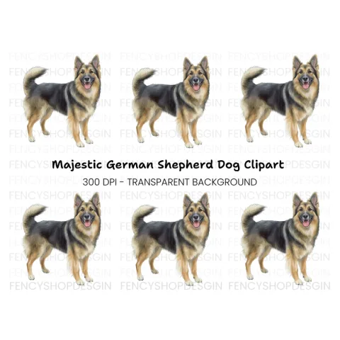 Happy German Shepherd Dog Clipart Bundle