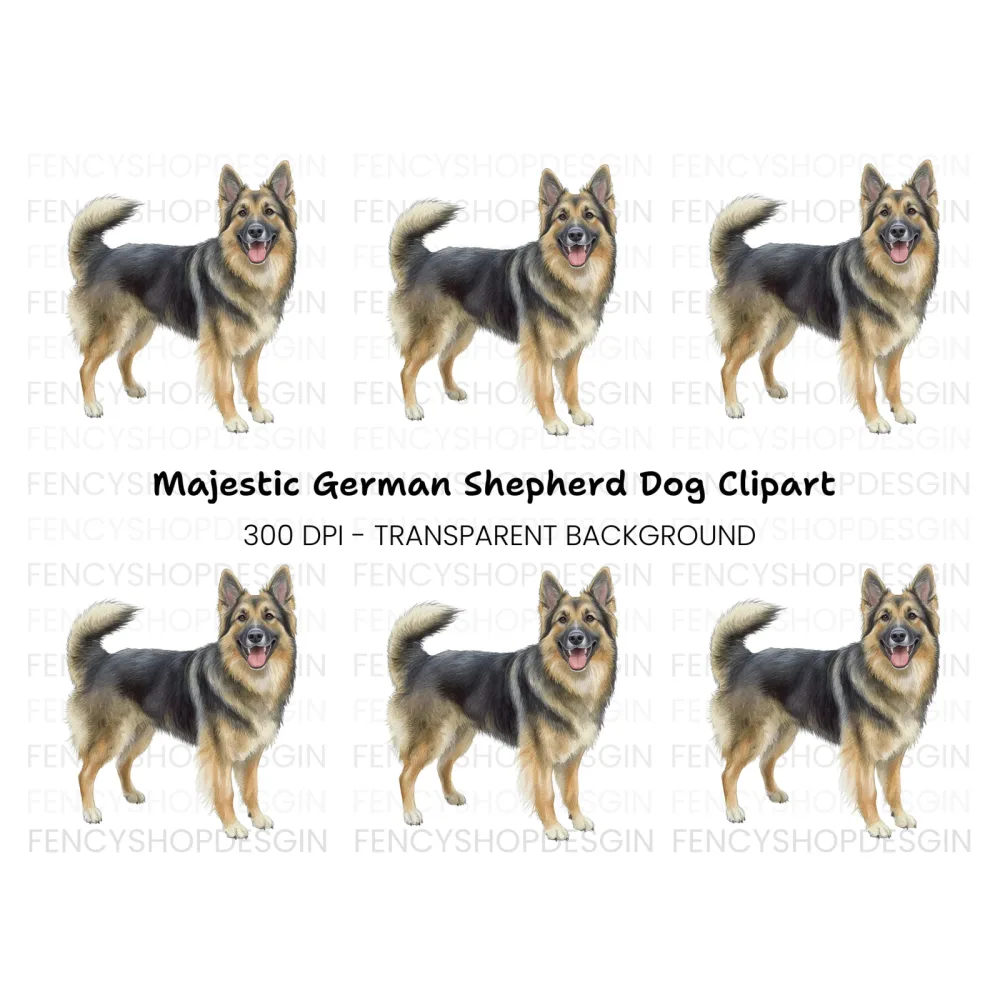 Happy German Shepherd Dog Clipart Bundle