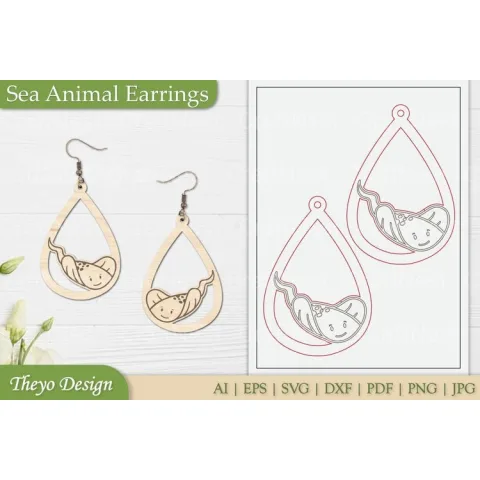 Sea Animal Earrings SVG Bundle